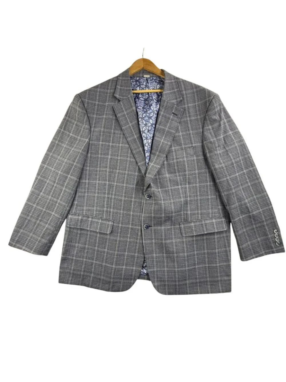 Oak Hill Blazer Mens 2XLT Blue Check Sport Coat Big & Tall Lined Jacket Business